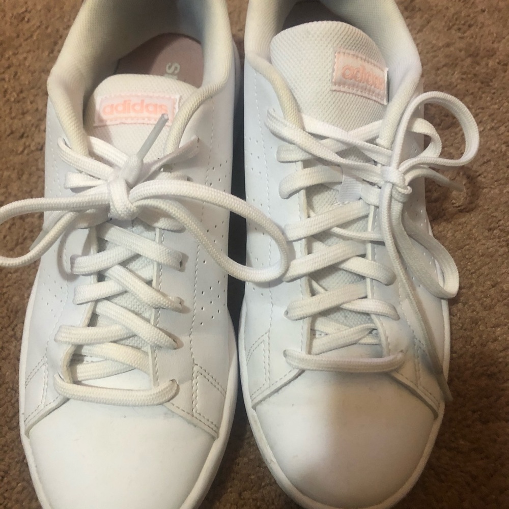 Adidas White And Pink Tennis Shoes